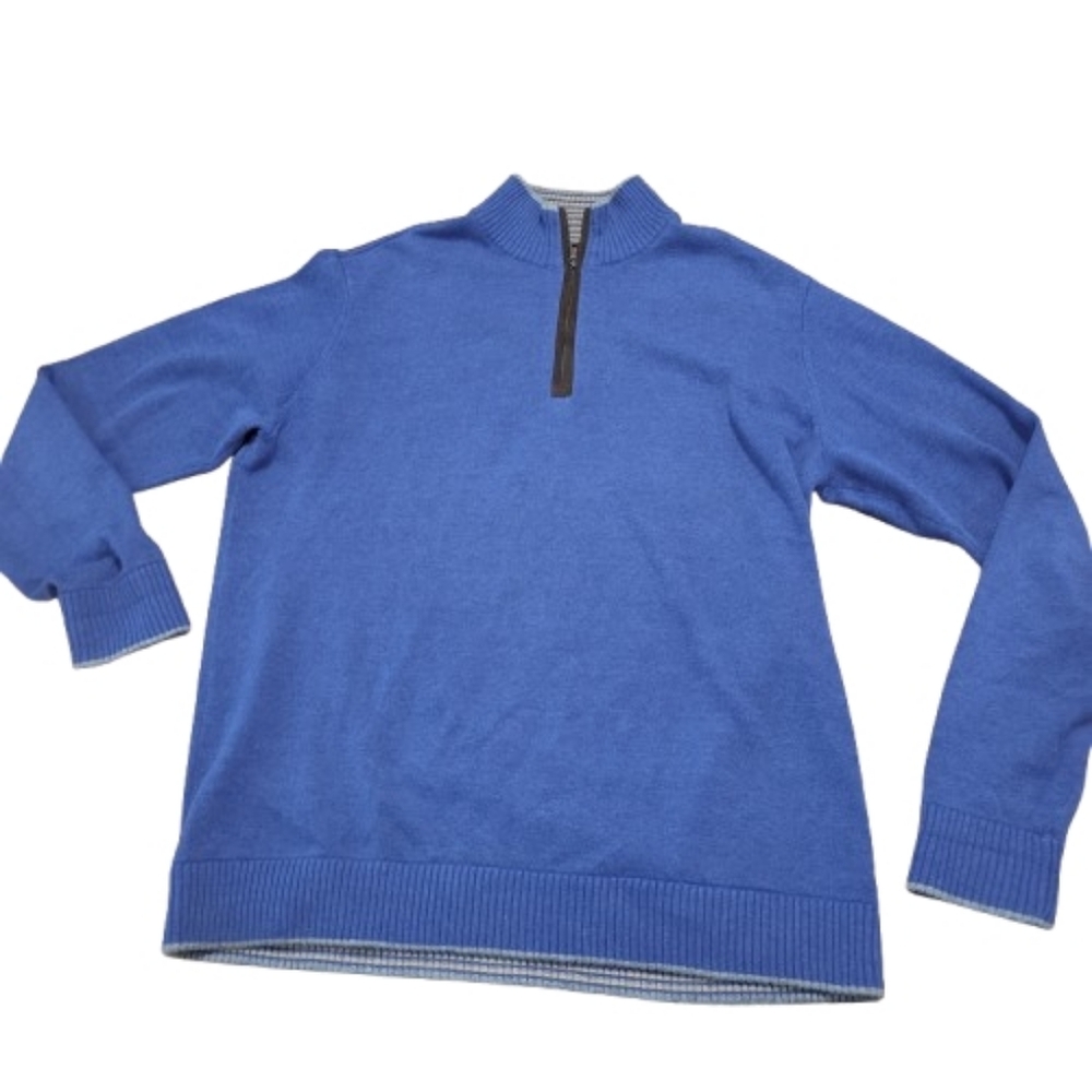 Robert Graham Classic‎ Fit Quarter Zip Pull Over Sweater Long Sleeve Blue Sz XL